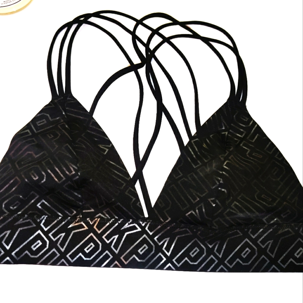 🤍New VS PINK Black Sports Bra - Picture 1 of 7